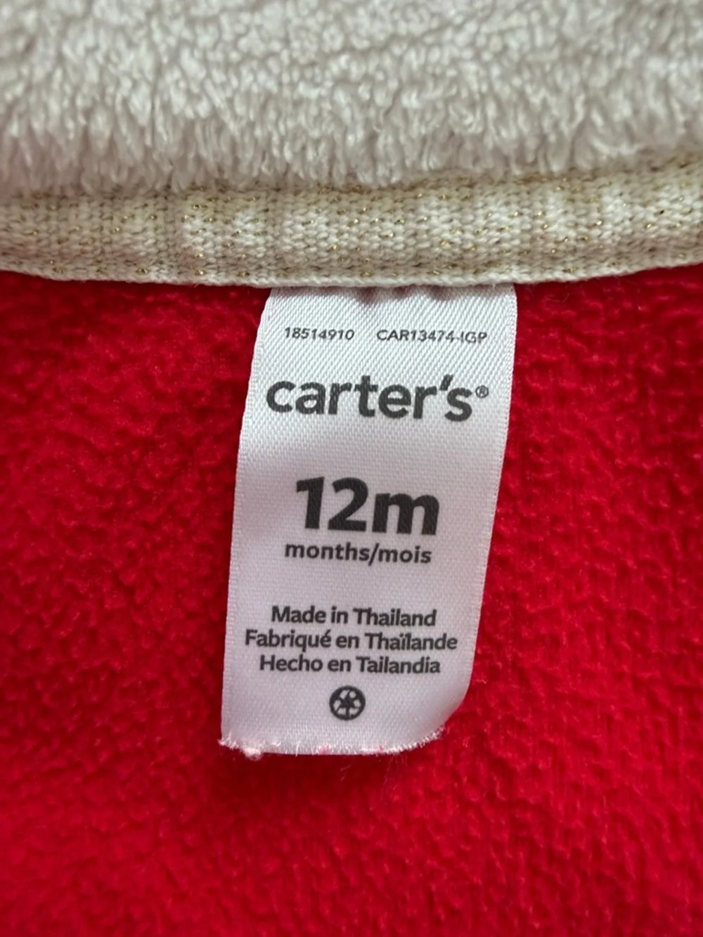 Carter's Bright Red Hooded Peacoat baby girl 9-12 months